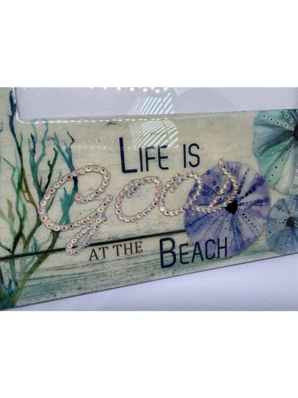Life is good on the beach photo frame 4x6 Bedazzled